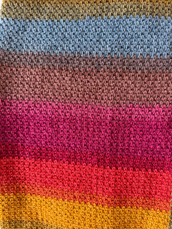 Crochet Blanket - Dark Rainbow Variegated