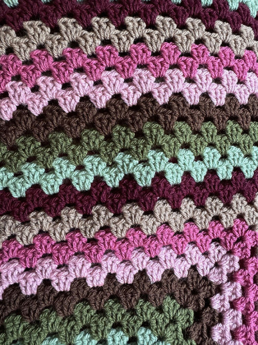 Crochet Blanket - Pinks, Greens, Browns