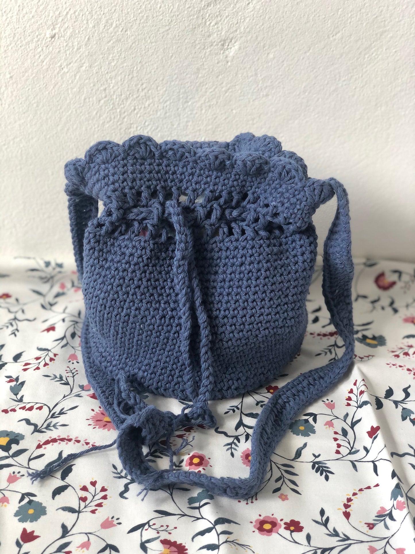 Cotton Crochet Scallop Handbag - Blue or Purple