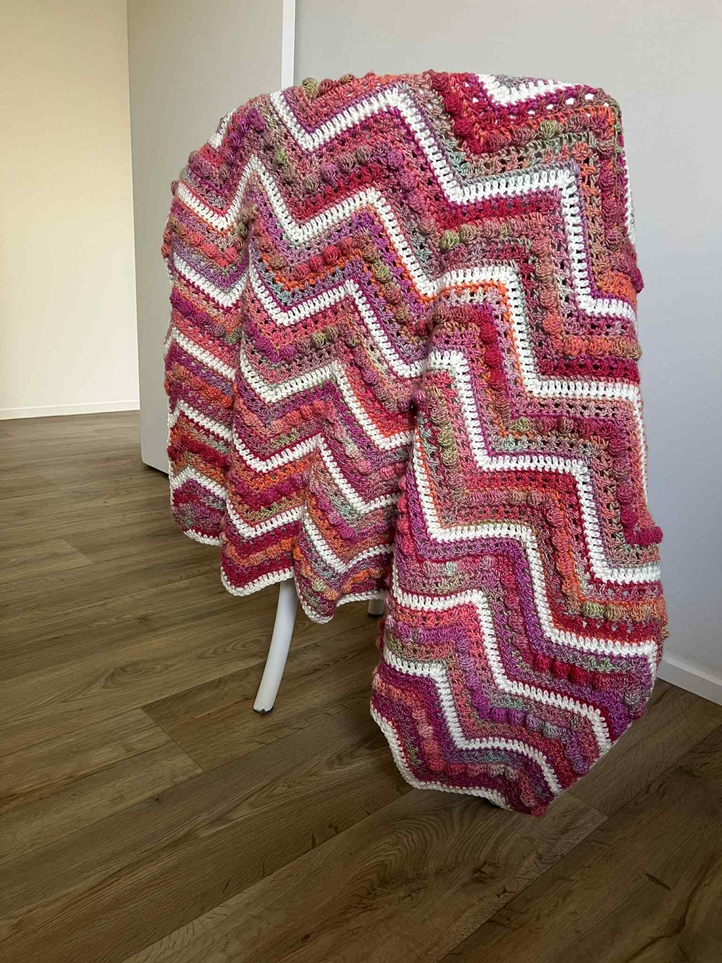 Crochet Blanket - Pink Chevron