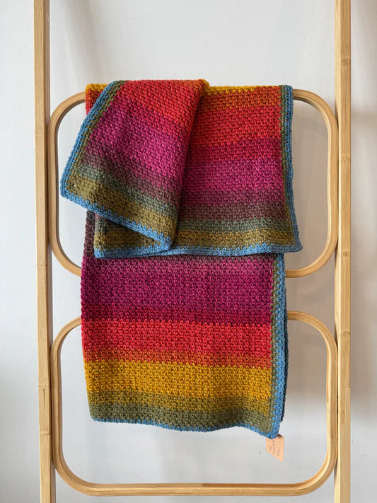 Crochet Blanket - Dark Rainbow Variegated