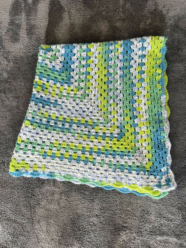 Crochet Blanket - Blues & Greens - Ripple or Granny Square