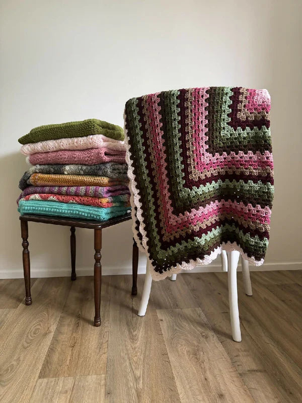 Crochet Blanket - Pinks, Greens, Browns