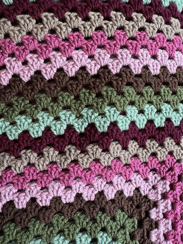 Crochet Blanket - Pinks, Greens, Browns