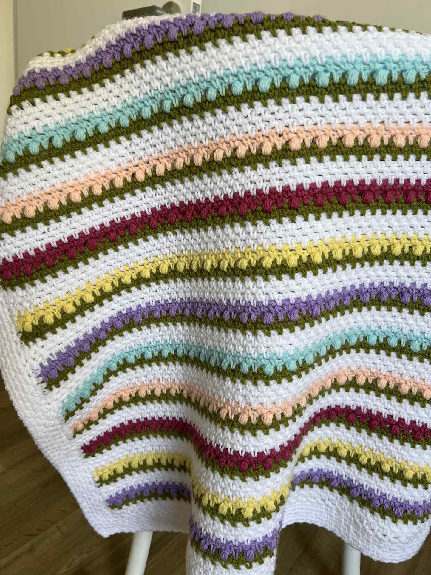 Crochet Blanket - Rainbow Flowers in a Row