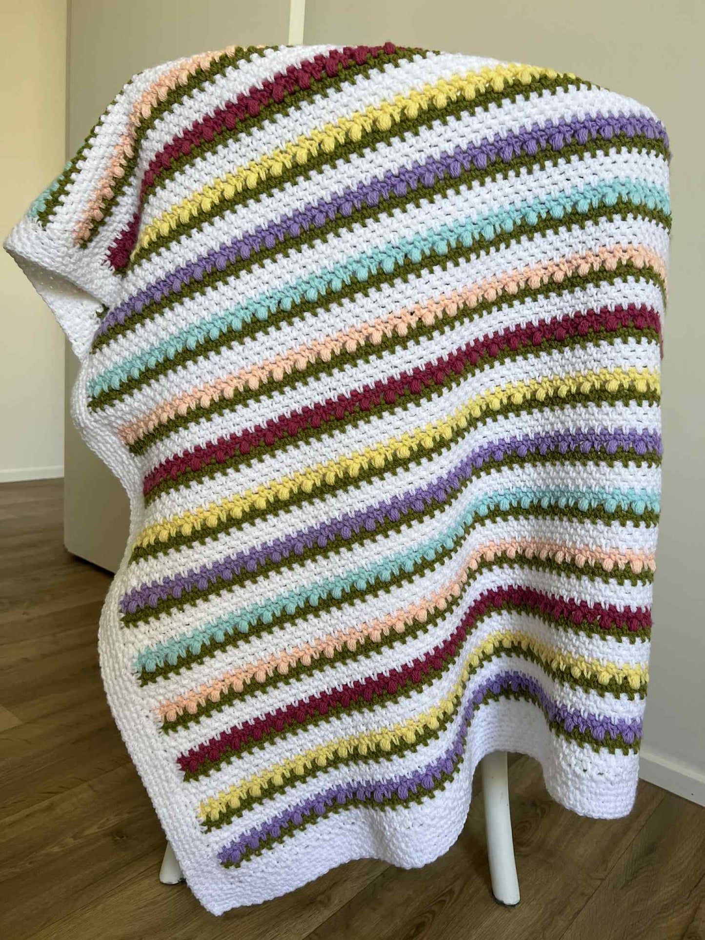 Crochet Blanket - Rainbow Flowers in a Row