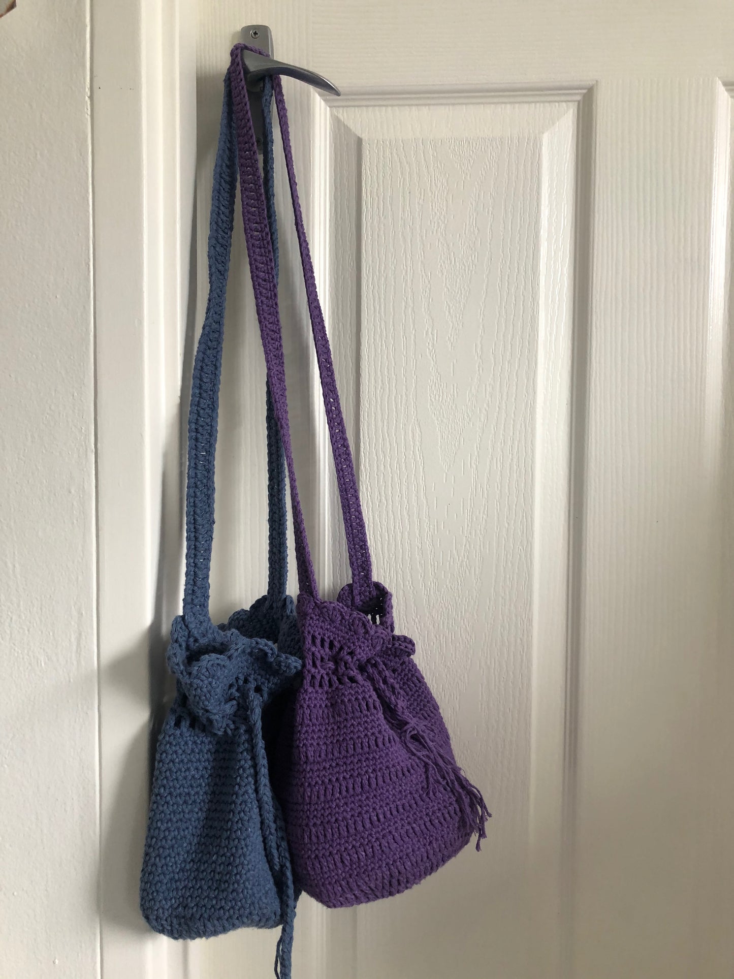 Cotton Crochet Scallop Handbag - Blue or Purple
