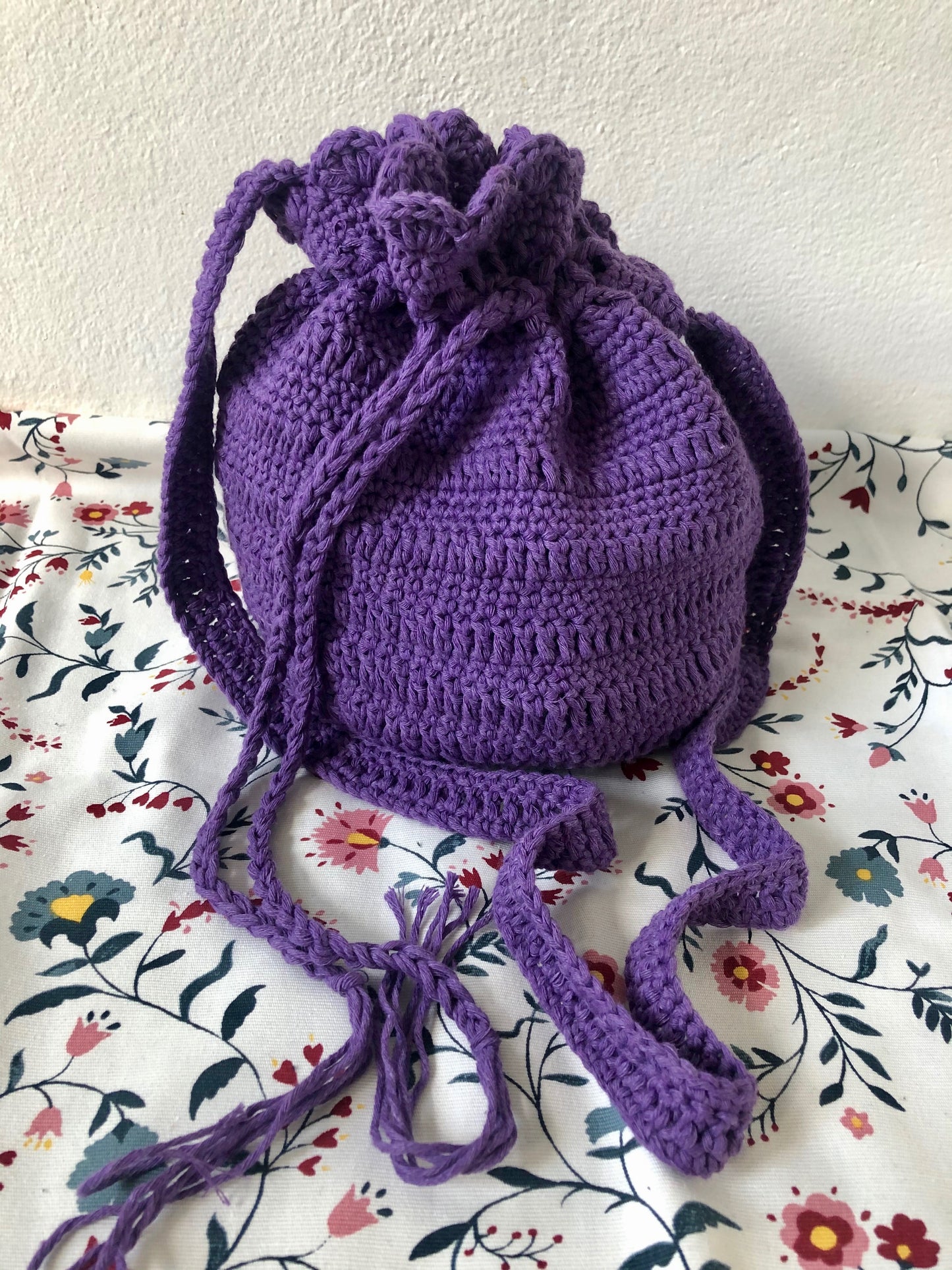 Cotton Crochet Scallop Handbag - Blue or Purple
