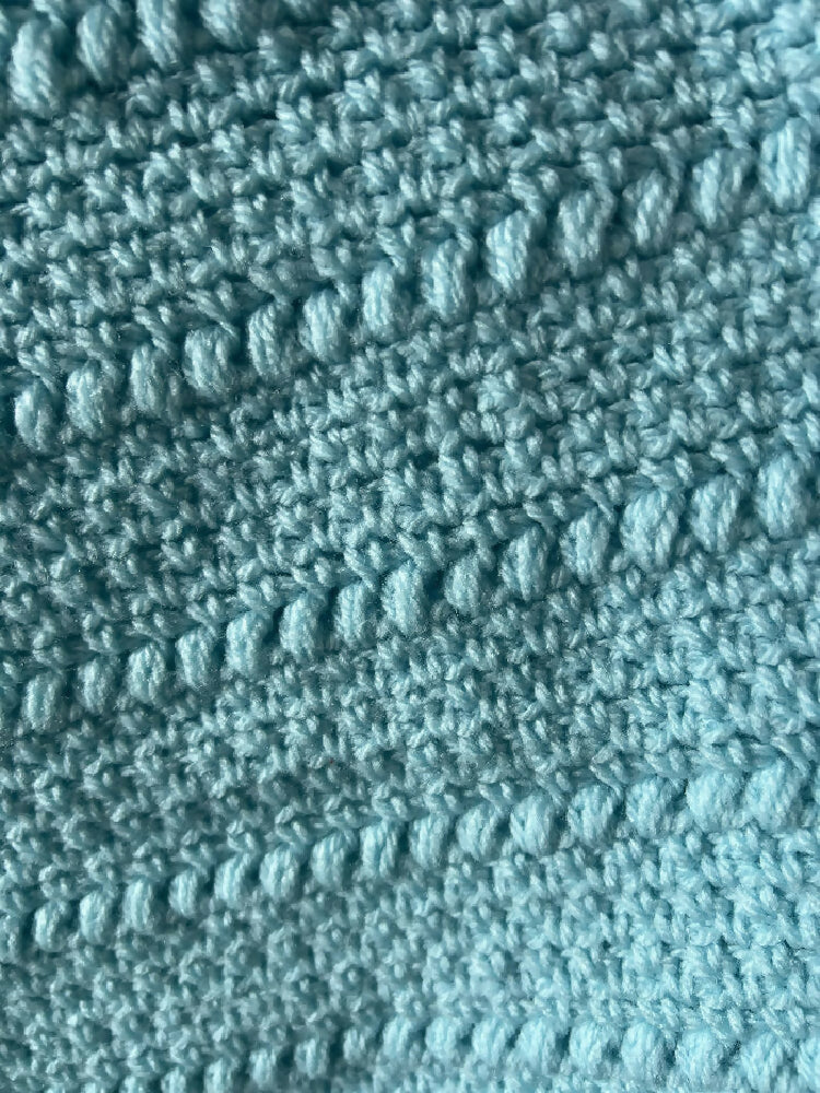 Crochet Blanket - Blue Popcorn Stitch