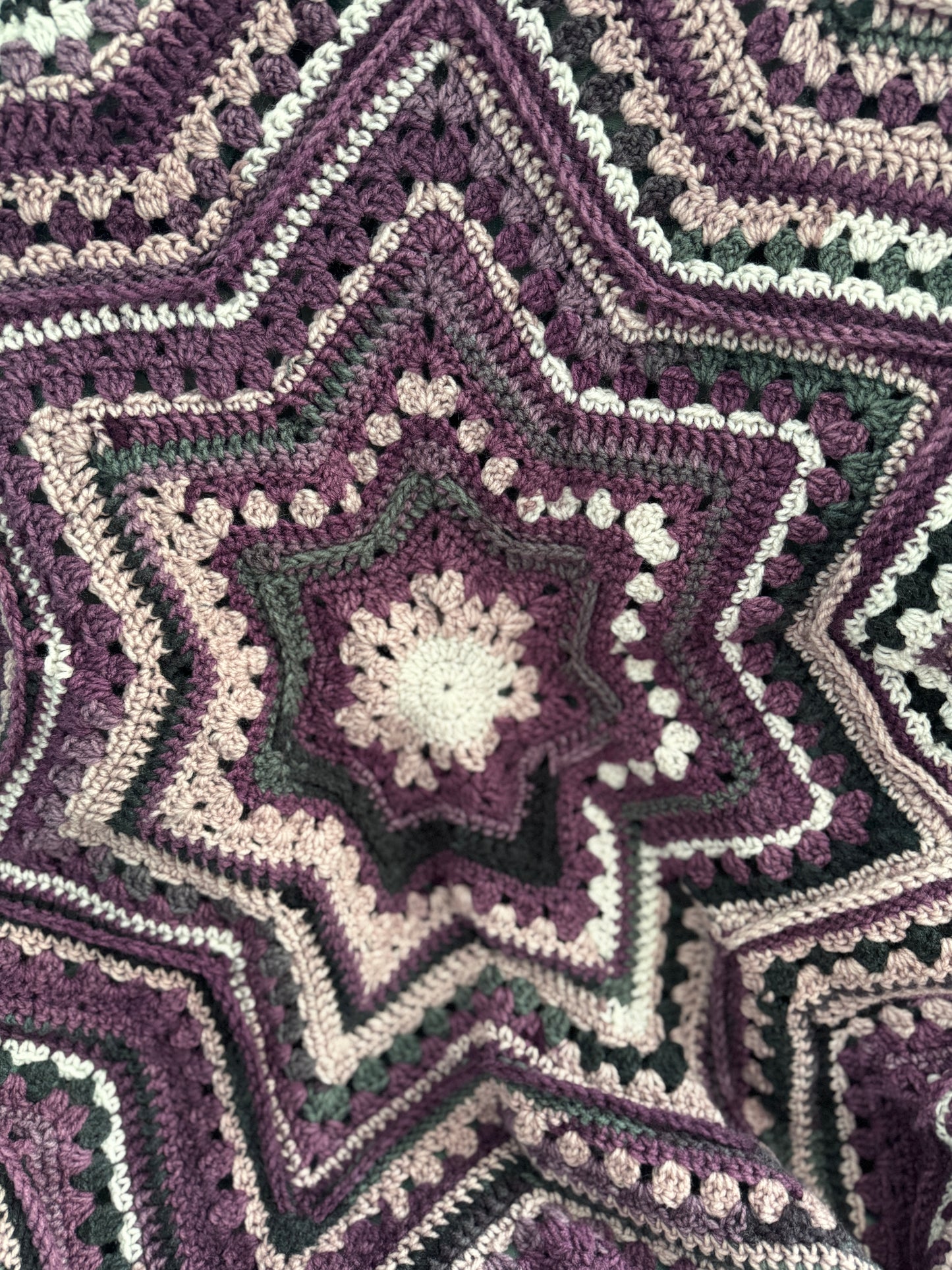 Crochet Blanket  - Purple & Grey Star (Two Options)