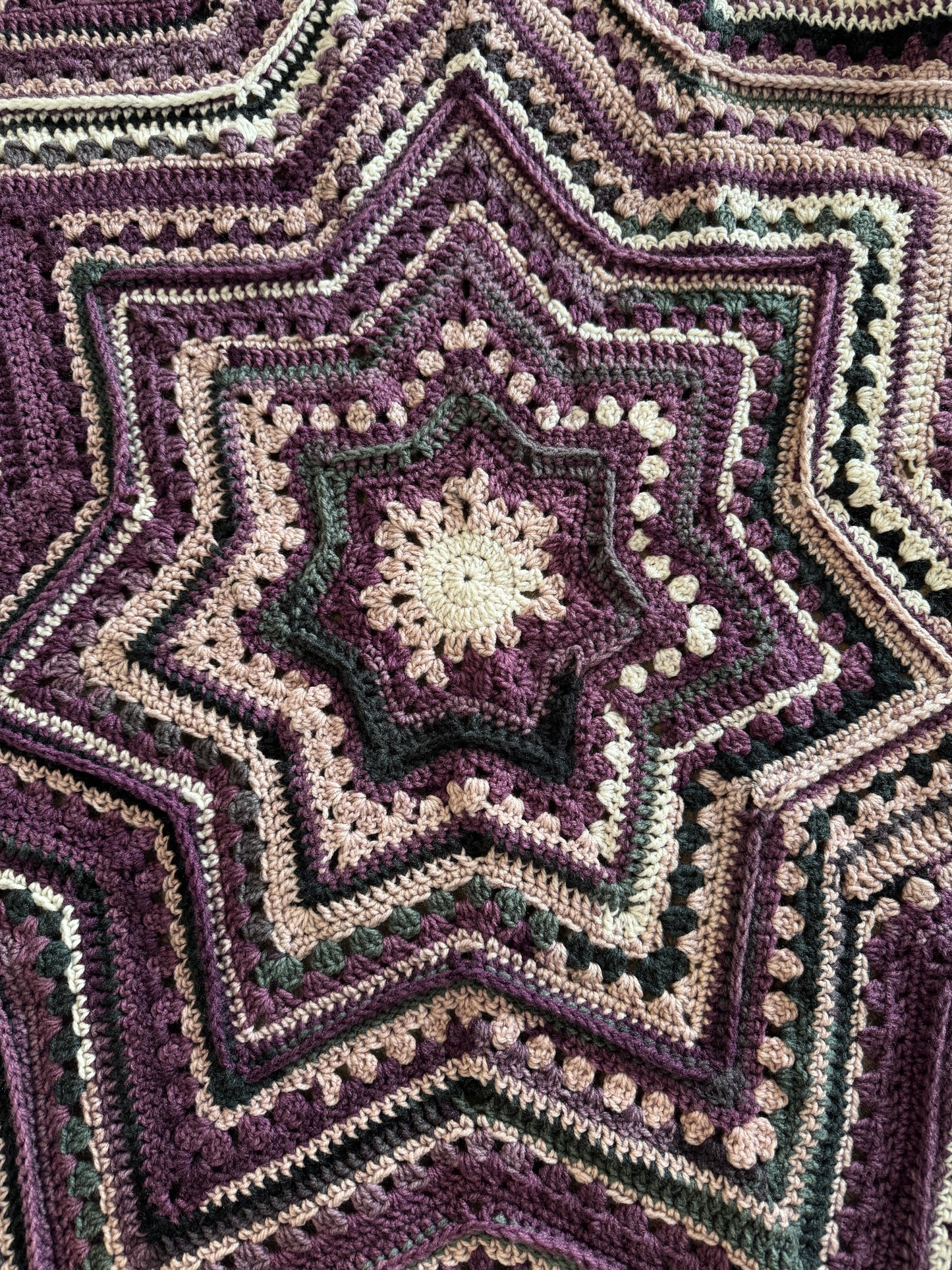Crochet Blanket  - Purple & Grey Star (Two Options)