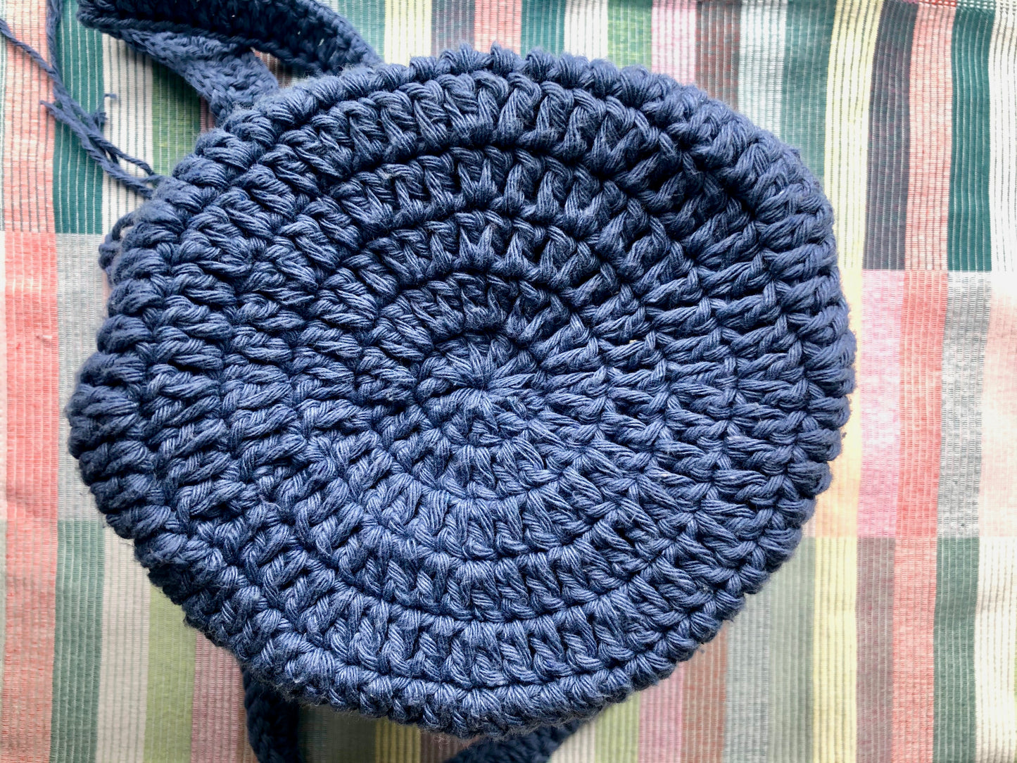 Cotton Crochet Scallop Handbag - Blue or Purple