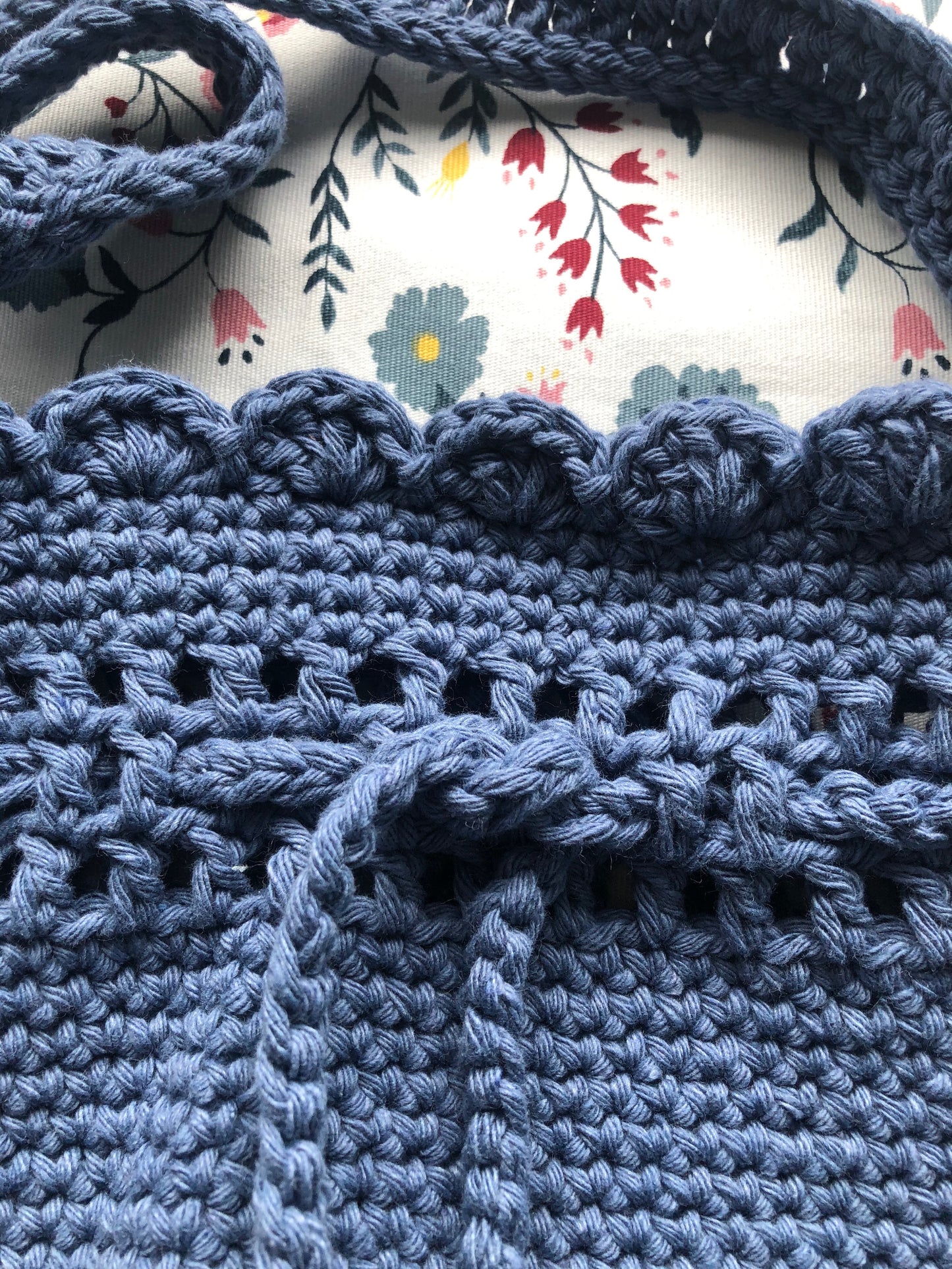 Cotton Crochet Scallop Handbag - Blue or Purple