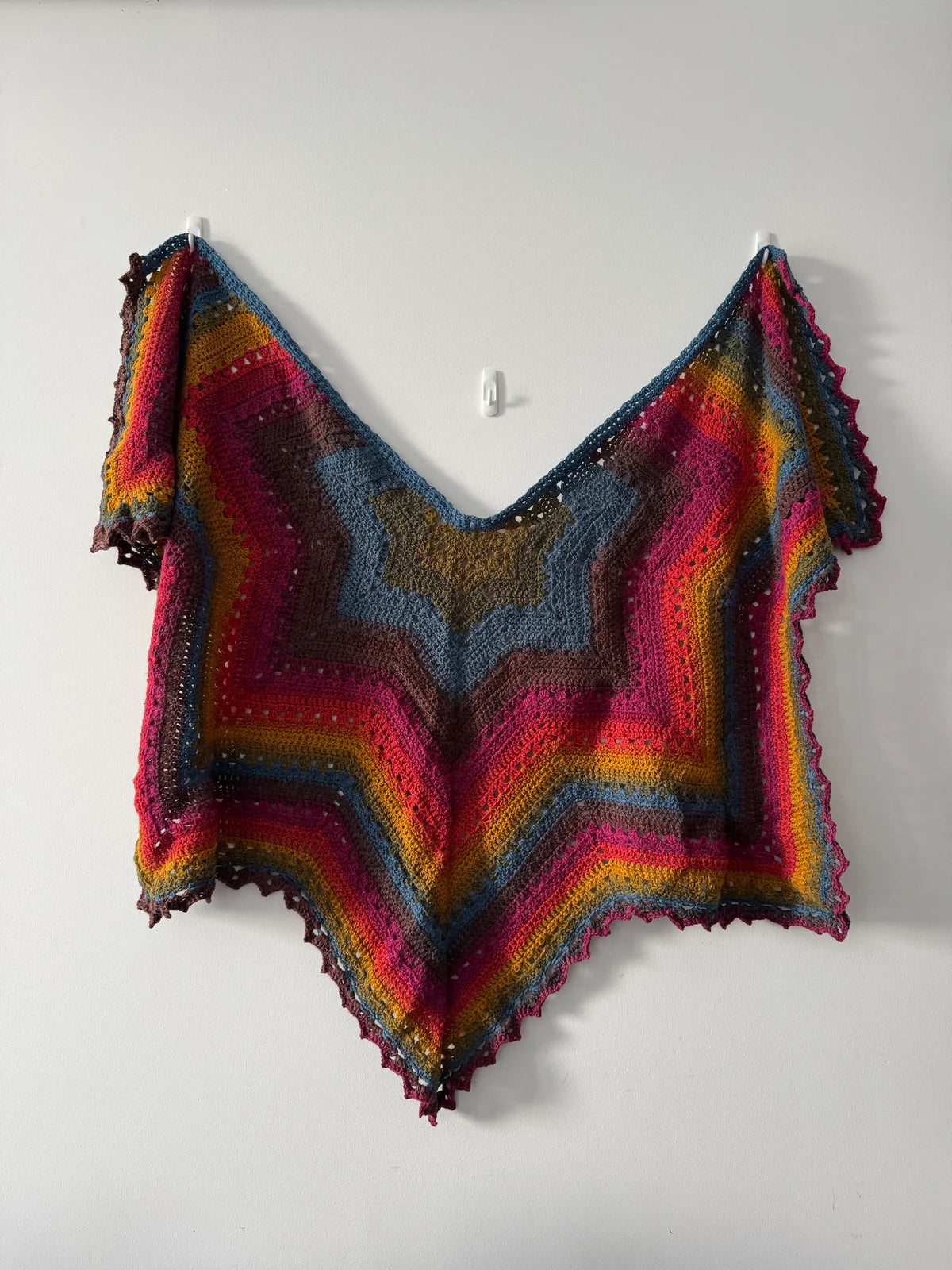 Crochet Ladies Shawl - Warm Rainbow