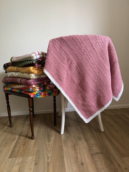 Crochet Blanket - Rosey Pink - Two Options