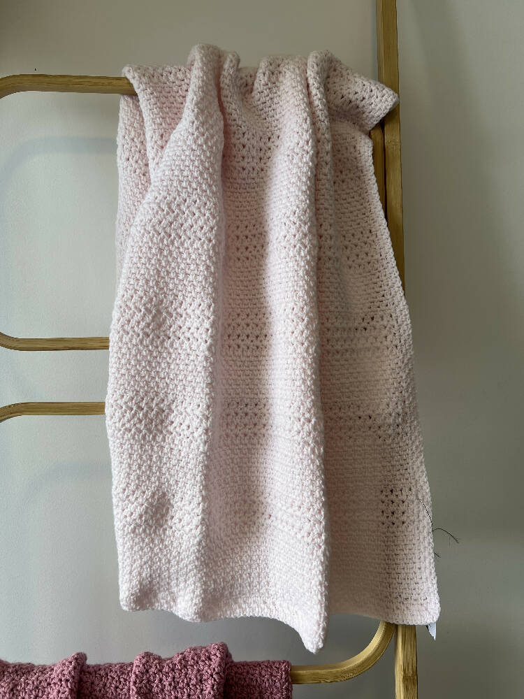 Crochet Blanket - Baby Pink - Multiple Options