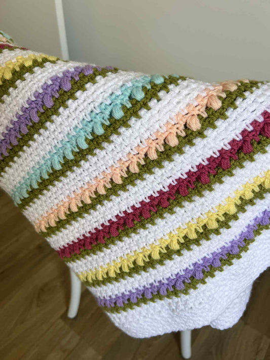 Crochet Blanket - Rainbow Flowers in a Row