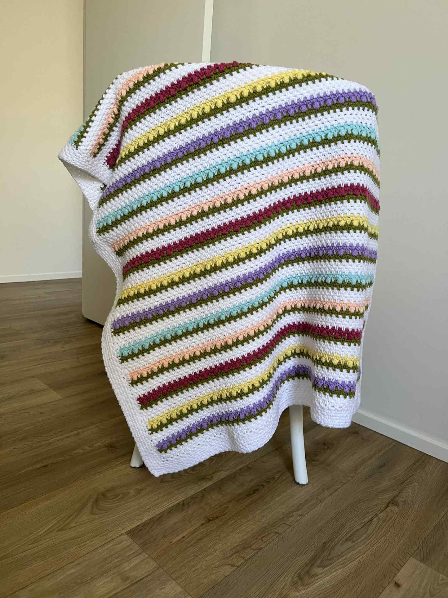 Crochet Blanket - Rainbow Flowers in a Row