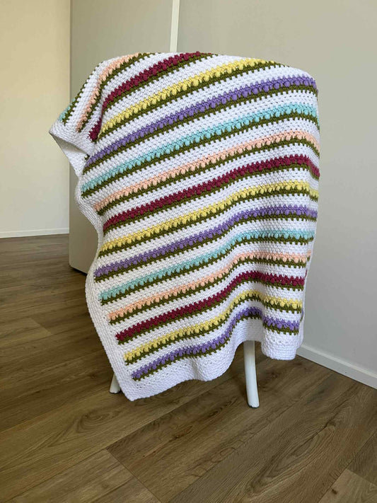 Crochet Blanket - Rainbow Flowers in a Row