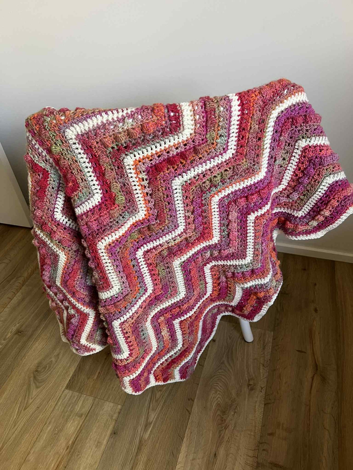 Crochet Blanket - Pink Chevron