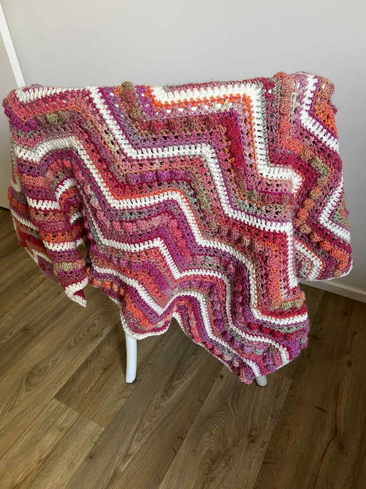 Crochet Blanket - Pink Chevron