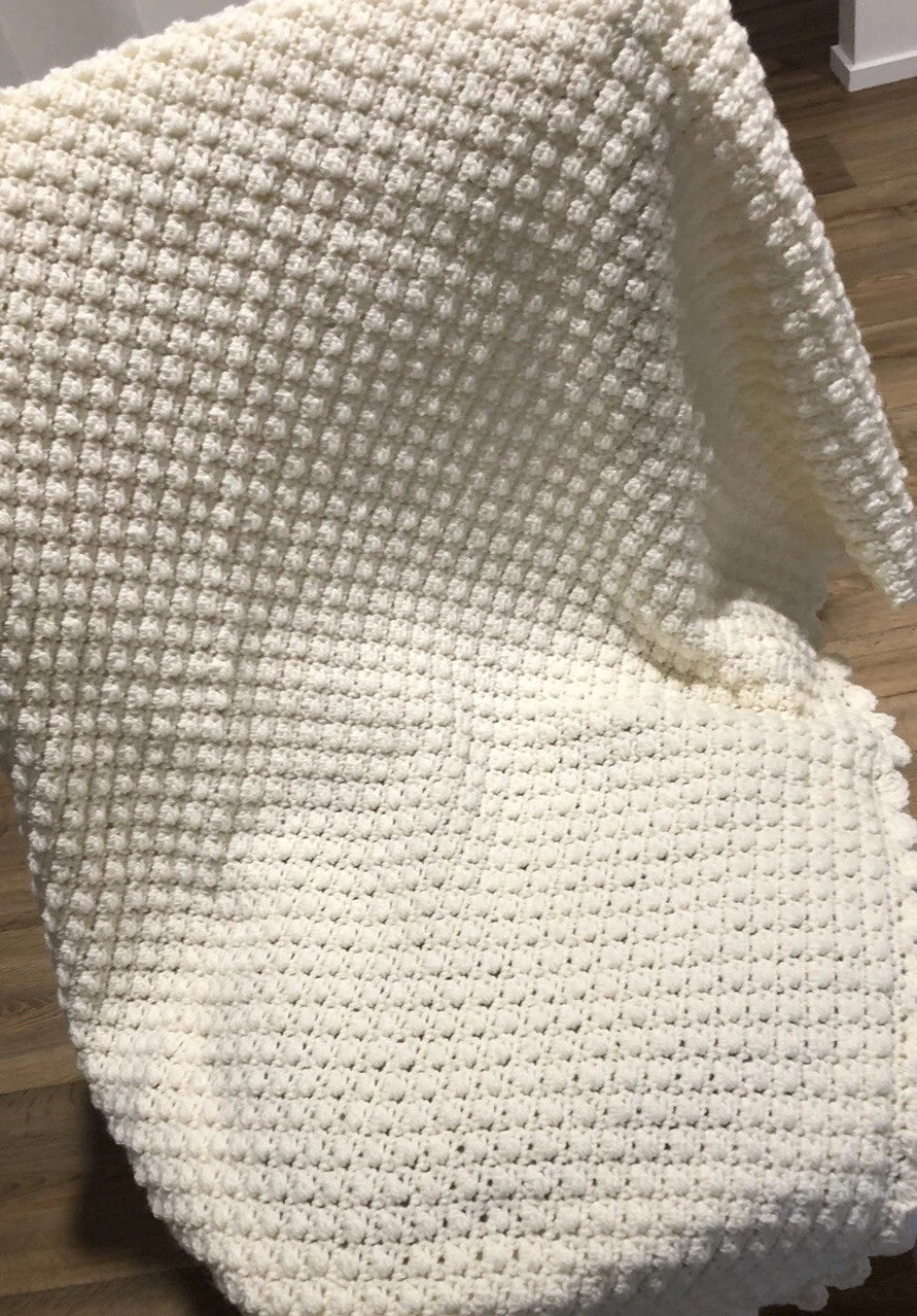 Crochet Blanket - Heirloom White or Cream