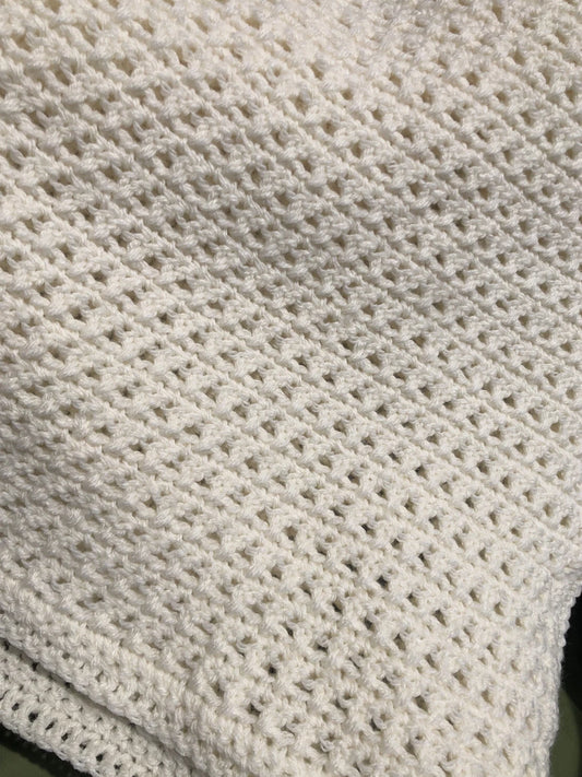 Crochet Blanket - Heirloom White or Cream